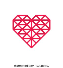 heart thin line red icon on white background, happy valentine day