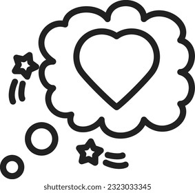 Imagen del icono de la burbuja del pensamiento del corazón. Adecuado para aplicaciones móviles.