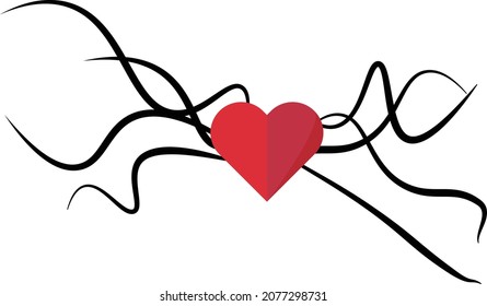 Heart and thorns icon. Vector.