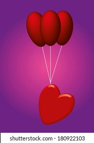 Heart with three balloons 
