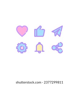 Heart thumb bell share icons