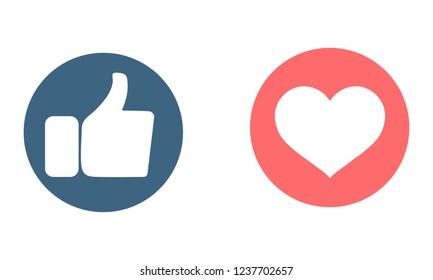 Heart and thumbs up flat style, social network icon with heart. hand like