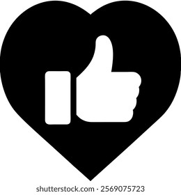 heart with a thumbs-up icon symbolizing love and support in social media and positive feedback contexts.