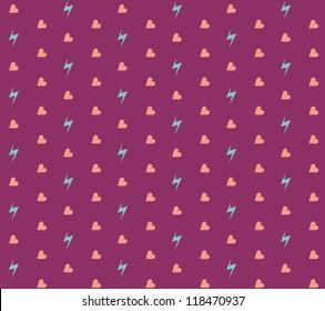 heart and thunder seamless pattern, Valentines Heart