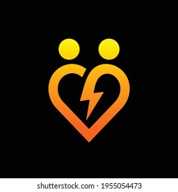 heart with a thunder sign