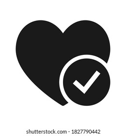 Heart Tick Icon Flat Design. Healthy Heart With Checkmark Symbol. Vector Illustration