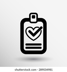 Heart And Tick Icon Health Medical Sign Symbol.