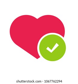Herzkitzel Symbol Vektorgrafik, flaches gesundes Herz mit Markensymbol, Gesundheitssymbol für Websites oder App.