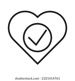 Icono de aviso de marca de corazón. corazón con símbolo de marca de verificación. idea de buena salud confirmada o aprobada. Ilustración vectorial. imagen de stock.