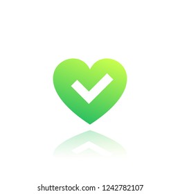 heart and tick vector icon, logo