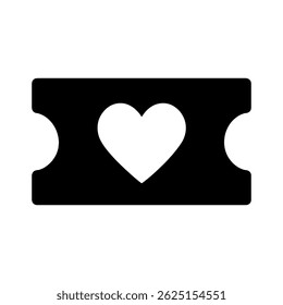 Heart Ticket Icon. vector: Ideal for use as a tattoo, icon, web graphic design, and infographic concepts."