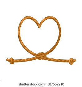 Heart tie rope. thick rope of love. Symbol of eternal love-knot