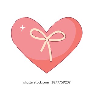 Heart with tied bow christmas wreath decoration on white
