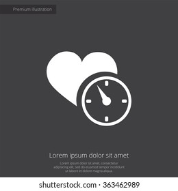 heart time icon, on dark background