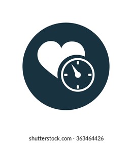 heart time icon, on white background