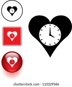 signo y botón de símbolo de tiempo de corazón