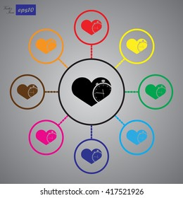 Heart & Time vector icon