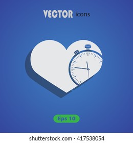 Heart & Time vector icon