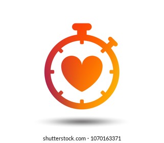 Heart Timer sign icon. Stopwatch symbol. Heartbeat palpitation. Blurred gradient design element. Vivid graphic flat icon. Vector