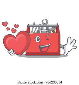 With heart tool box character cartoon