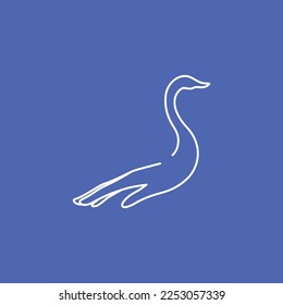 heart touch with animal poultry swan minimal logo design vector icon illustration template