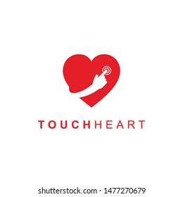 Heart Touch Flat Logo. Modern tehcnology logo isolated on white background. Simple vector illustration for graphic or web design.
