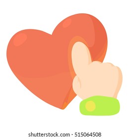 Heart touch icon. Cartoon illustration of heart touch vector icon for web