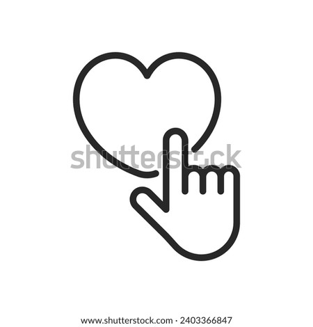 Heart Touch Icon - Linear Vector Pictogram for Interactive Love Gesture, Symbol of Affectionate Contact and Emotional Connection.
