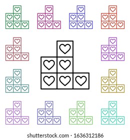 Heart town buildings multi color style icon. Simple thin line, outline vector of heartbeat icons for ui and ux, website or mobile application