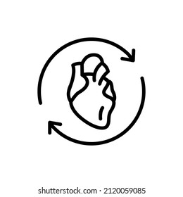 Heart transplant color line icon. Isolated vector element. Outline pictogram for web page, mobile app, promo