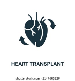 Icono plano de trasplante de corazón. Signo de elemento coloreado de la colección de trasplantes. Icono de trasplante de corazón plano para diseño web, infografía y más.
