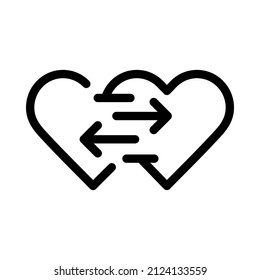 Heart transplantation. Concept of organ donation. Outline style. Vector. Isolate on white background.