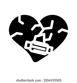heart treatment after divorce glyph icon vector. heart treatment after divorce sign. isolated contour symbol black illustration