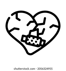 heart treatment after divorce line icon vector. heart treatment after divorce sign. isolated contour symbol black illustration