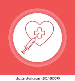 Heart treatment color button icon. Cardiological diseases. Isolated vector element. Outline pictogram for web page, mobile app, prom