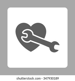 Heart Treatment vector icon. Style is flat rounded square button, dark gray and white colors, silver background.