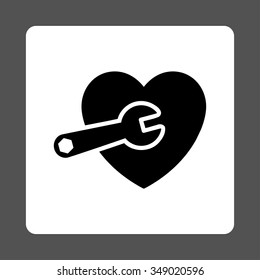 Heart Treatment vector icon. Style is flat rounded square button, black and white colors, gray background.