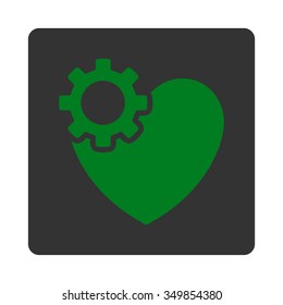 Heart Treatment vector icon. Style is flat rounded square button, green and gray colors, white background.