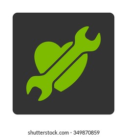 Heart Treatment vector icon. Style is flat rounded square button, eco green and gray colors, white background.