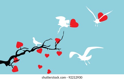 Heart tree and birds