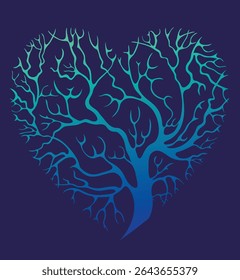 Árvore cardíaca com ramificações de design de vetor

