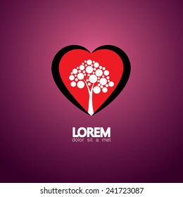 heart and tree concept of living healthy - eco vector icon. This graphic also represents nature conservation & protection, peace & harmony, balance & synergy, ecological thinking, etc