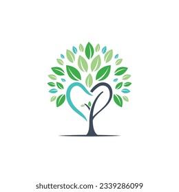Heart in tree creative logo design