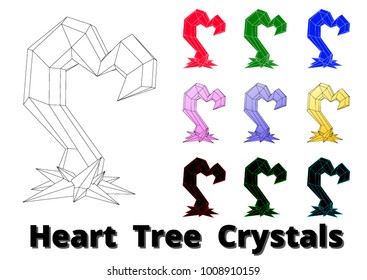 Heart Tree Crystals multi color 3D style.