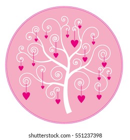 heart tree. decorative romantic motif in a circle