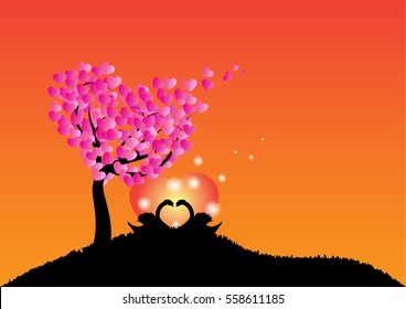 Heart tree feel love, Vector