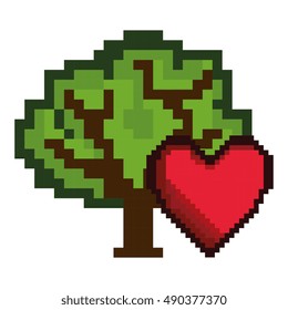 heart and tree game pixel figure
