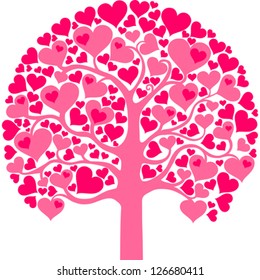 Heart tree with heart leaf  isolated on White background. Vector illustration