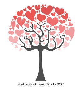 Heart tree. Love tree. Vector