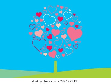 A heart tree made of hearts gathered together